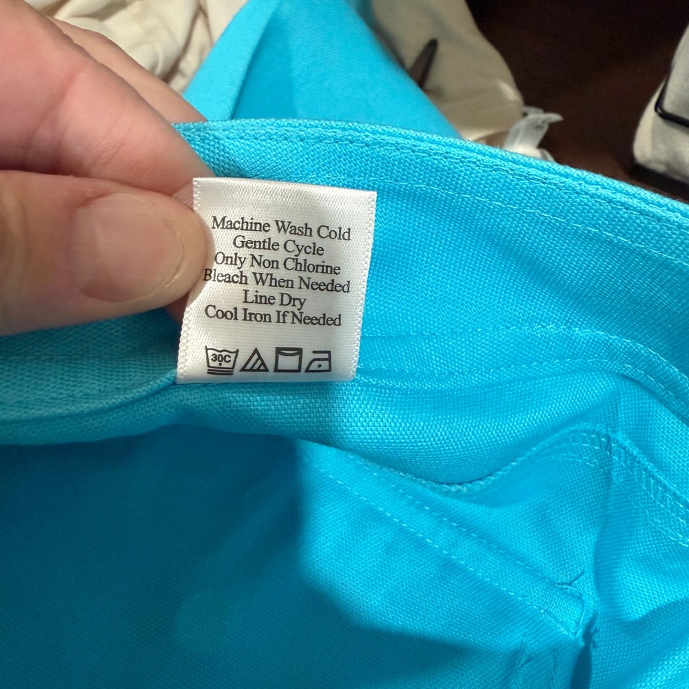 Coldwater Creek Womens Turquoise Blue Cargo Crop Pants Size 6 Cotton Stretch - Picture 6 of 6